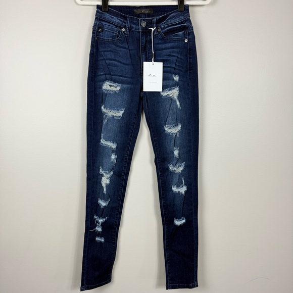 KanCan Denim - KanCan Jeans Womens 24 Distressed Skinny Grunge Blue Denim Pants